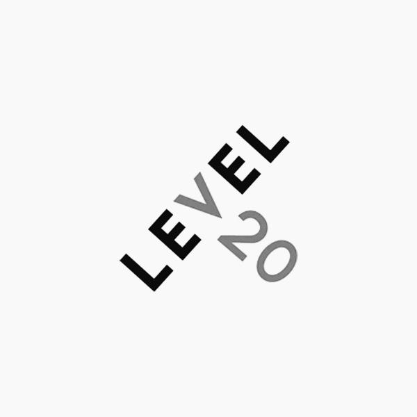 level 20 black and white logo